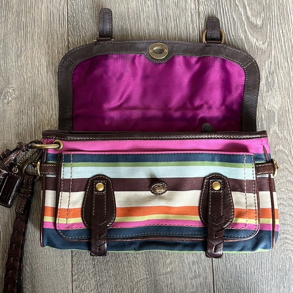 Coach 65th Anniversary Legacy Brown Leather Color Stripe Garcia Clutch/Wristlet - Picture 7 of 14